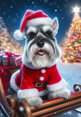 Schnauzer Grey Cropped - Best of Breed DCR Christmas Outdoor House and Garden Flag