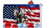 Schnauzer Grey Cropped - Best of Breed Patriotic Mailbox Cover Hi-Grade Vinyl 6" x 19"