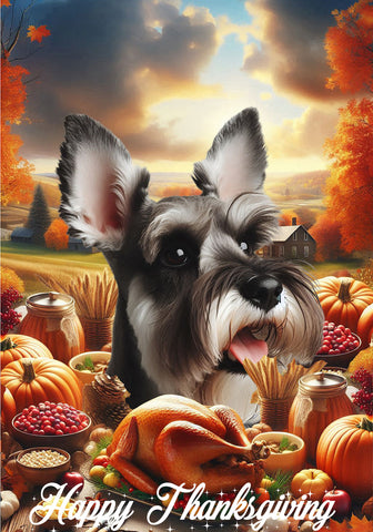 Schnauzer Grey Cropped - Best of Breed  Thanksgiving Outdoor House and Garden Flag