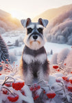 Schnauzer Grey Uncropped - Best of Breed DCR Winter Berries Outdoor House and Garden Flag