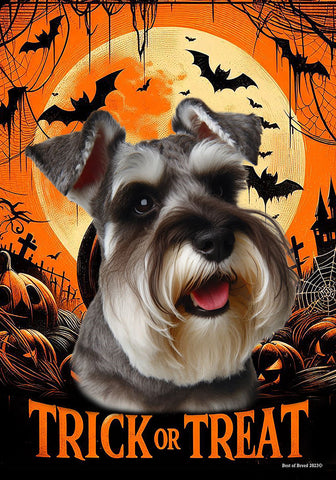 Schnauzer Grey Uncropped - Best of Breed  Halloween Outdoor House and Garden Flag