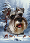 Schnauzer Grey Uncropped - Best of Breed  Winter Wonderland Outdoor House and Garden Flag