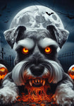 Schnauzer Grey Uncropped - Best of Breed DCR Halloween Outdoor House and Garden Flag