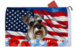 Schnauzer Grey Uncropped - Best of Breed Patriotic Mailbox Cover Hi-Grade Vinyl 6" x 19"