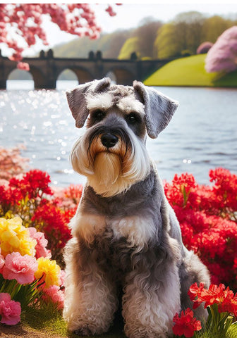 Schnauzer Grey Uncropped - Best of Breed DCR Spring Outdoor Flag