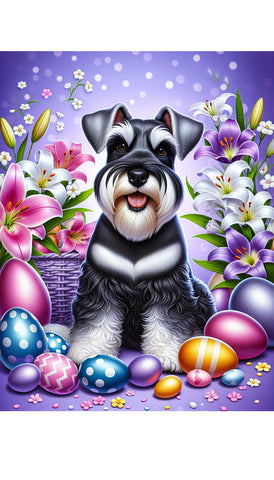 Schnauzer Black Uncropped -  Best of Breed DCR Easter Holiday    Outdoor House and Garden Flag