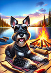 Schnauzer Black Cropped -  Best of Breed DCR Summer Camping   Outdoor House and Garden Flag