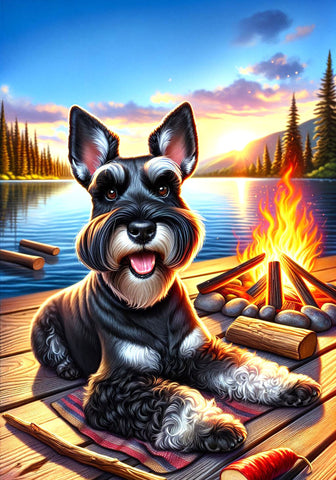 Schnauzer Black Cropped -  Best of Breed DCR Summer Camping   Outdoor House and Garden Flag