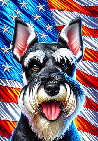 Schnauzer Black Cropped -  Best of Breed DCR Patriotic III   Outdoor House and Garden Flag