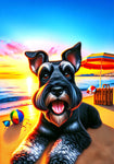 Schnauzer Black Cropped -  Best of Breed DCR Summer Sunset Outdoor House and Garden Flag