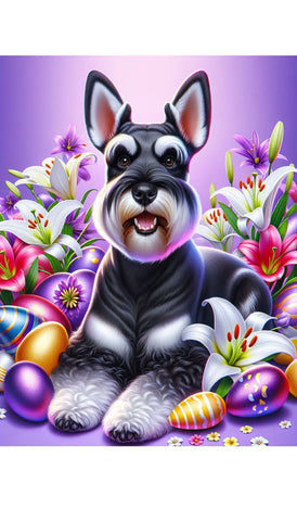 Schnauzer Black Cropped -  Best of Breed DCR Easter Holiday    Outdoor House and Garden Flag