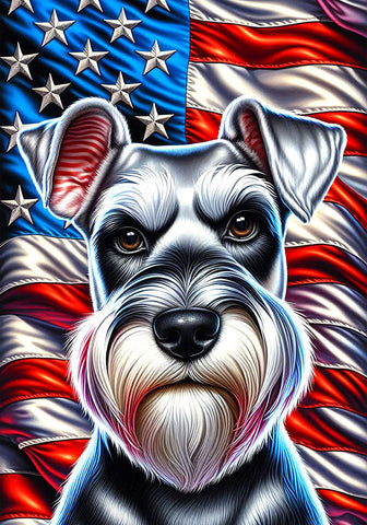 Schnauzer Grey Uncropped - Best of Breed DCR Patriotic III   Outdoor House and Garden Flag