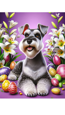 Schnauzer Grey Uncropped - Best of Breed DCR Easter Holiday    Outdoor House and Garden Flag