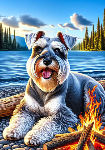 Schnauzer Grey Uncropped - Best of Breed DCR Summer Camping   Outdoor House and Garden Flag