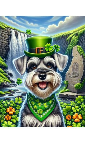 Schnauzer Grey Uncropped - Best of Breed DCR Saint Patricks Day Day Outdoor House and Garden Flag