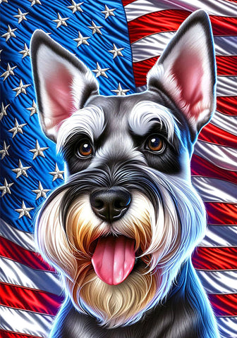 Schnauzer Grey Cropped - Best of Breed DCR Patriotic III   Outdoor House and Garden Flag