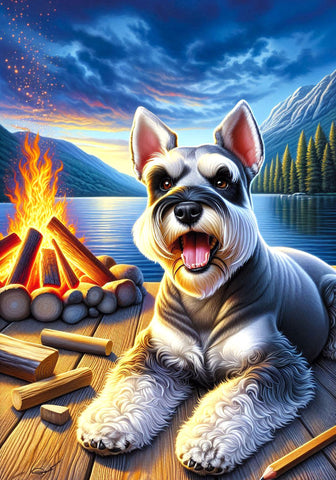 Schnauzer Grey Cropped - Best of Breed DCR Summer Camping   Outdoor House and Garden Flag