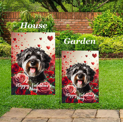 Schnoodle -  Best of Breed  Valentine's Day Outdoor House and Garden Flag