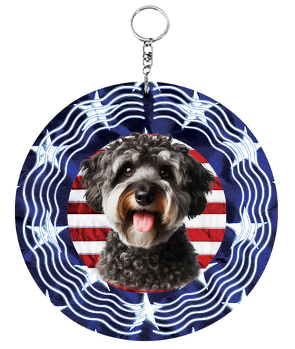 Schnoodle -  Best of Breed  Stars and Stripes Aluminum 10" Wind Spinner