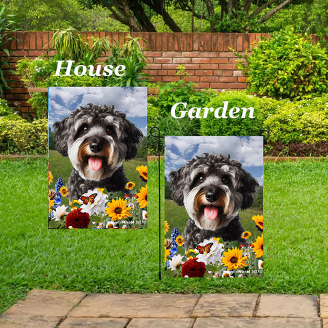 Schnoodle -  Best of Breed  Summer Fields Outdoor House and Garden Flag