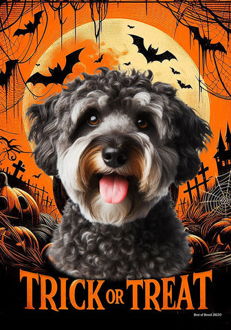 Schnoodle -  Best of Breed  Halloween Outdoor House and Garden Flag