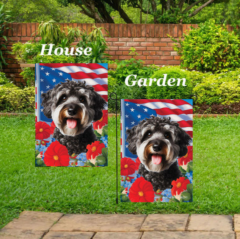 Schnoodle -  Best of Breed  Patriotic I All-American Outdoor House and Garden Flag