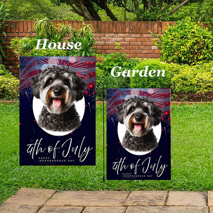 Schnoodle -  Best of Breed  Independence Day July 4th Fourth of July   Outdoor House and Garden Flag