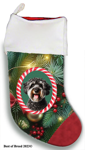 Schnoodle -  Best of Breed  Christmas Stocking 13.5"  Red Gaming Cloth with Red Lining ,Plush White Cuff