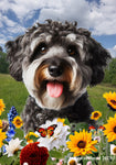 Schnoodle -  Best of Breed  Summer Fields Outdoor House and Garden Flag