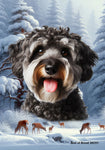 Schnoodle -  Best of Breed  Winter Wonderland Outdoor House and Garden Flag