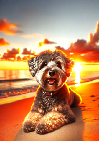 Schnoodle Grey - Best of Breed DCR Summer Sunset Outdoor House and Garden Flag