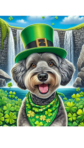 Schnoodle Grey - Best of Breed DCR Saint Patricks Day Day Outdoor House and Garden Flag