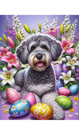 Schnoodle Grey - Best of Breed DCR Easter Holiday    Outdoor House and Garden Flag