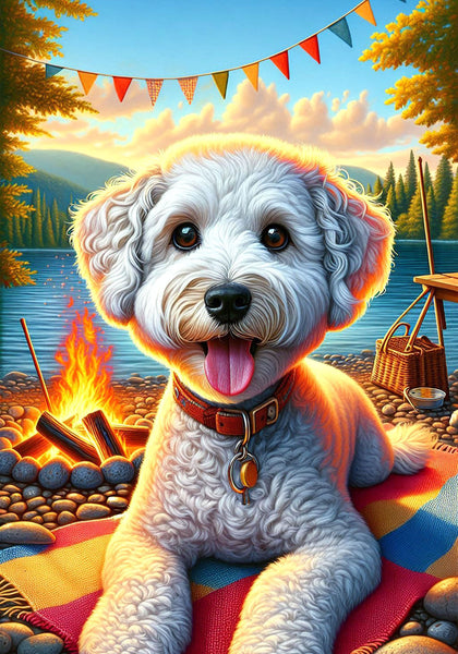 Schnoodle White - Best of Breed DCR Summer Camping   Outdoor House and Garden Flag