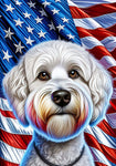 Schnoodle White - Best of Breed DCR Patriotic III   Outdoor House and Garden Flag
