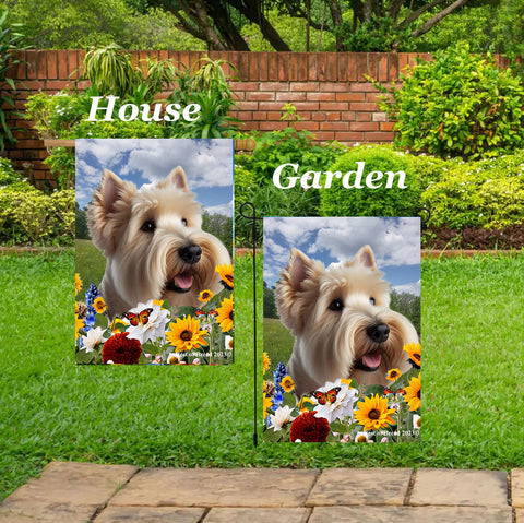 Scottish Terrier Wheaten - Best of Breed  Summer Fields Outdoor House and Garden Flag