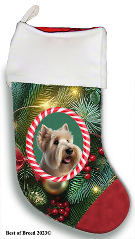 Scottish Terrier Wheaten - Best of Breed  Christmas Stocking 13.5"  Red Gaming Cloth with Red Lining ,Plush White Cuff