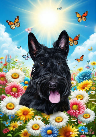 Scottish Terrier - Best of Breed  Summer Butterflies Outdoor House and Garden Flag