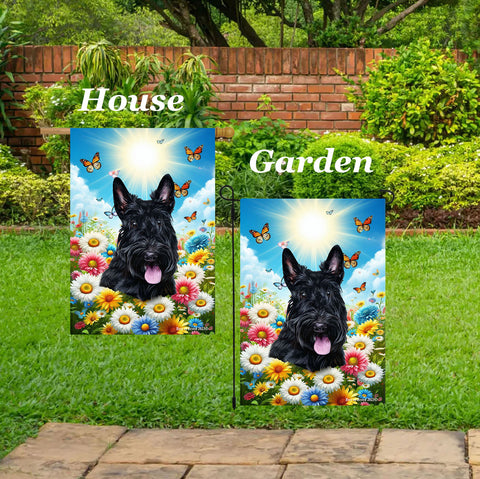 Scottish Terrier - Best of Breed  Summer Butterflies Outdoor House and Garden Flag