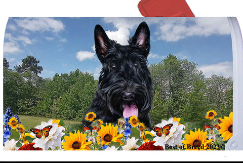 Scottish Terrier - Best of Breed Summer Flowers Mailbox Cover Hi-Grade Vinyl 6" x 19"