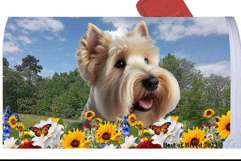 Scottish Terrier Wheaten - Best of Breed Summer Flowers Mailbox Cover Hi-Grade Vinyl 6" x 19"