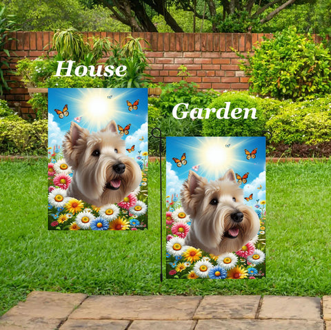 Scottish Terrier Wheaten - Best of Breed  Summer Butterflies Outdoor House and Garden Flag
