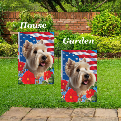 Scottish Terrier Wheaten - Best of Breed  Patriotic I All-American Outdoor House and Garden Flag