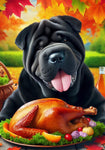 Shar Pei Black - Best of Breed DCR Thanksgiving Outdoor House and Garden Flag