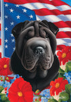 Shar Pei Black -  Best of Breed  Patriotic I All-American Outdoor House and Garden Flag