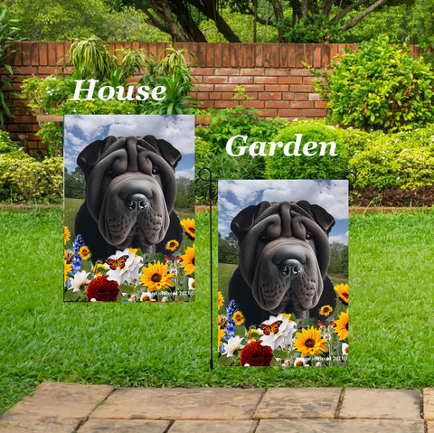 Shar Pei Black -  Best of Breed  Summer Fields Outdoor House and Garden Flag