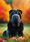 Shar Pei Black - Best of Breed DCR Falling Leaves Outdoor Flag