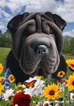 Shar Pei Black -  Best of Breed  Summer Fields Outdoor House and Garden Flag