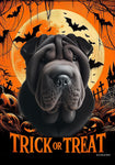 Shar Pei Black -  Best of Breed  Halloween Outdoor House and Garden Flag