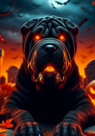 Shar Pei Black - Best of Breed DCR Halloween Outdoor House and Garden Flag